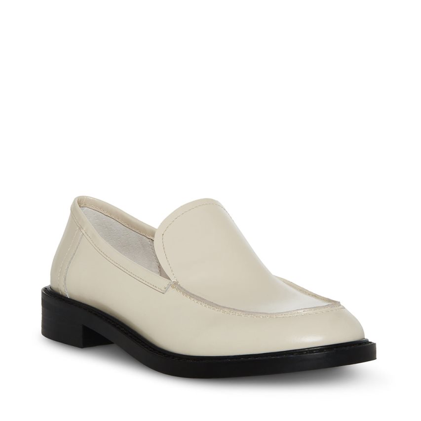 Beige Steve Madden Larusso Leather Women's Loafers | PH 5296JFS